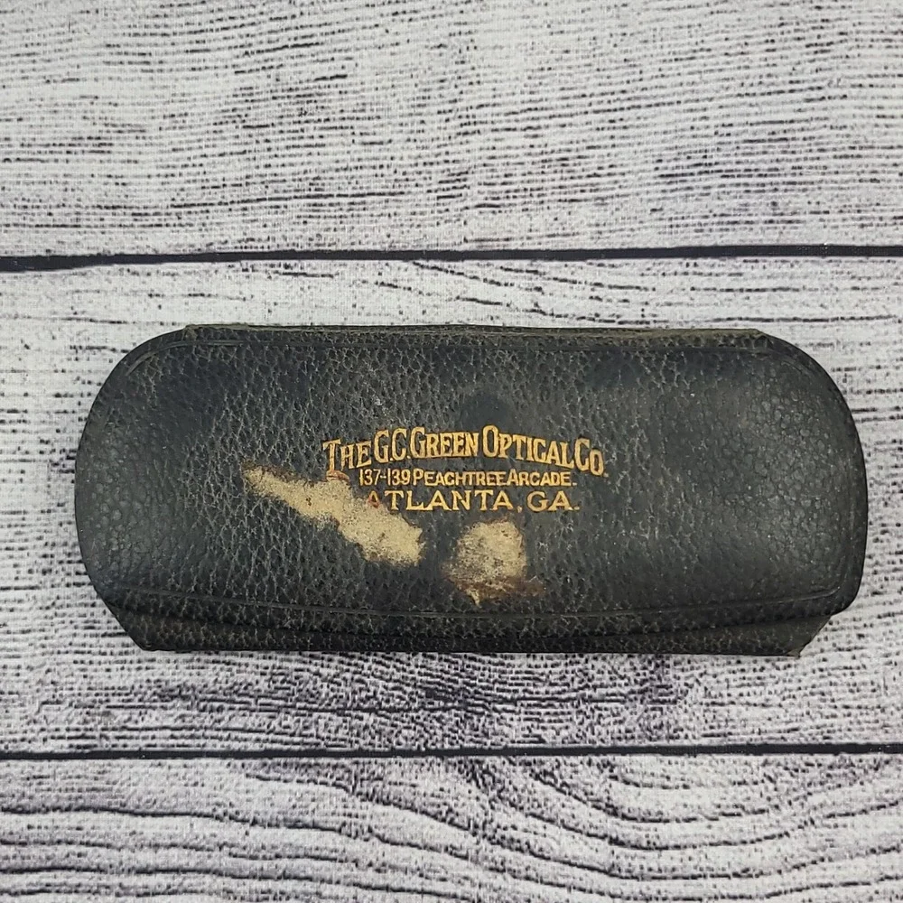 Antique Eyeglasses with Case Spectacles Nose Pinch with Ear Loop